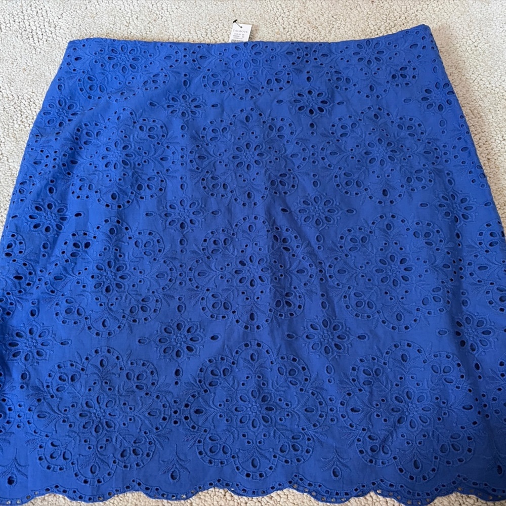 Talbots Blue Eyelet Pencil Skirt sz 16
